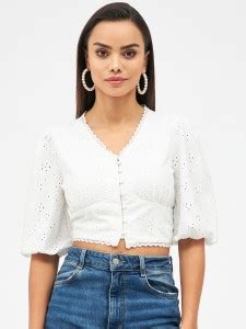 HARPA Casual Self Design Women White Top - Buy HARPA Casual Self Design ...