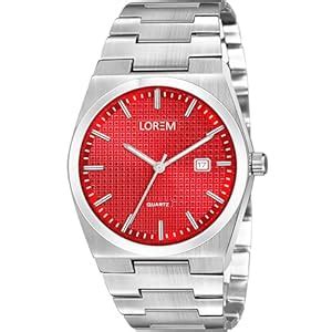 Buy LOREM Premium Red Dial Date Function Analog Watch for Men LR161 at ...