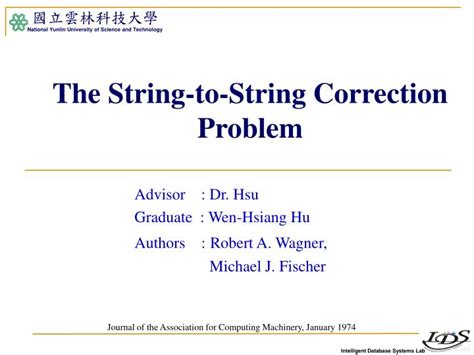 Image result for String-To-String Correction Problem