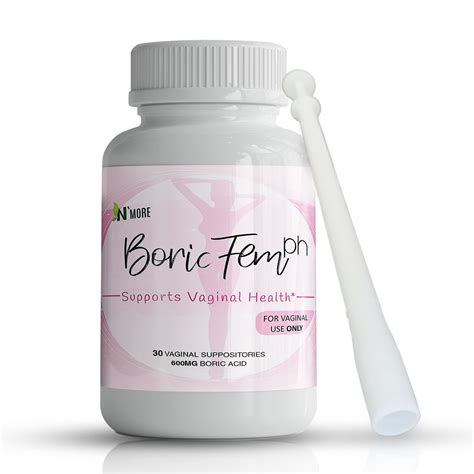 Boric Acid Vaginal Suppositories - 30 Count, 600mg - 100% Pure Made in USA - Boricfem Support ...