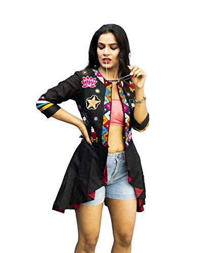 Desi kalakar Black Peplum Embroidered Jacket : Amazon.in: Beauty