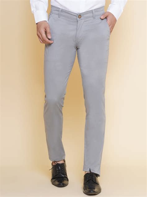 Louis Monarch Men Regular Fit Grey Pure Cotton Trousers – LOUIS MONARCH