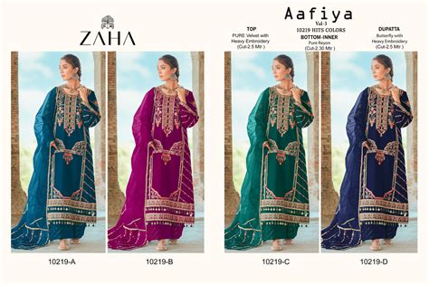 Aafiya Vol 3-10219 Zaha Velvet Suits – Kavya Style Plus