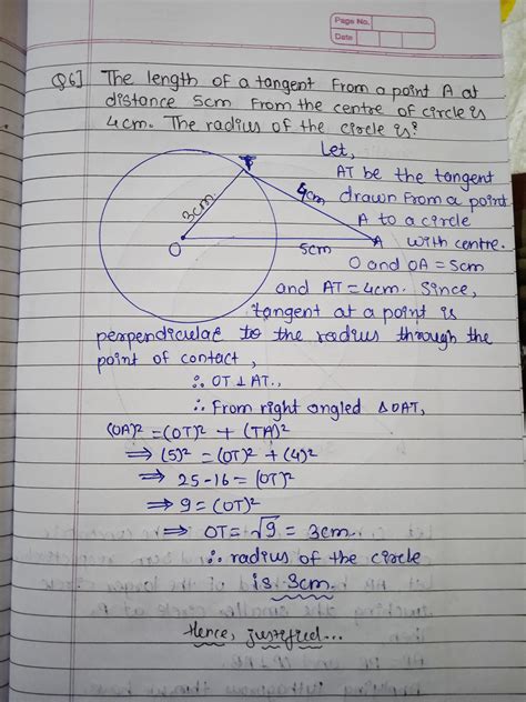The length of a tangent from a point A at a distance 5cm from the ...