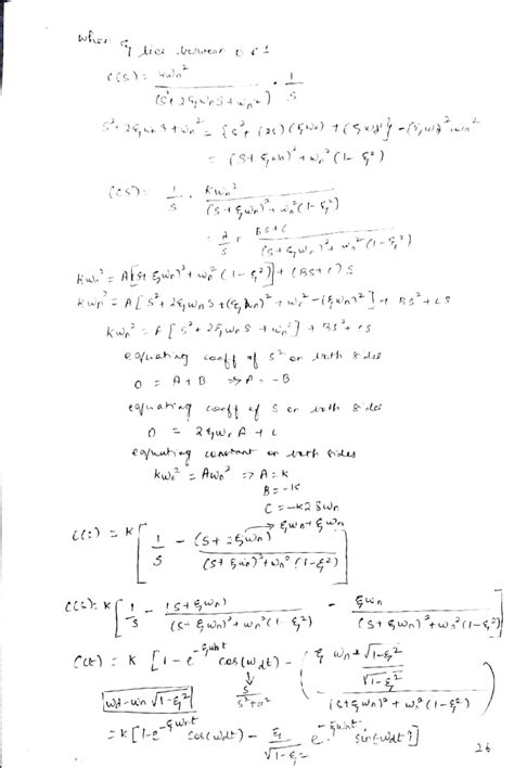 2nd order system - "Unit 1 Notes . - when (cs) .. kw. e Vuah'g corlt s ...