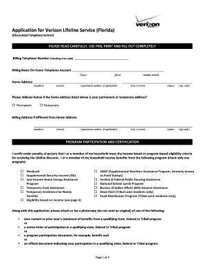 Fillable Online verizon lifeline application florida form Fax Email ...