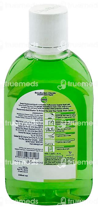 Dettol Multi Purpose Disinfectant Lime Fresh Liquid 200 Ml - Uses, Side ...