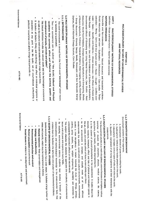 Unit 1 EVS Notes - A very nice note :) - 1.1 SEGMENTS OF ENVIRONMENT ...