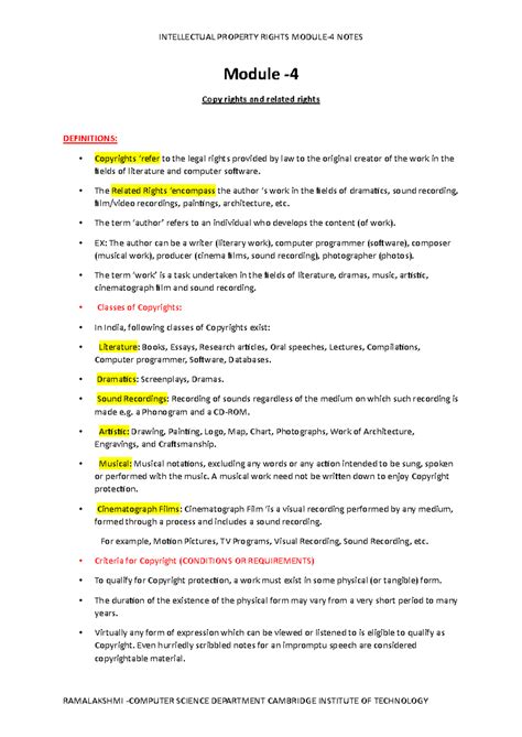 Module 4 -part1 - Nill - Module - 4 Copy rights and related rights ...