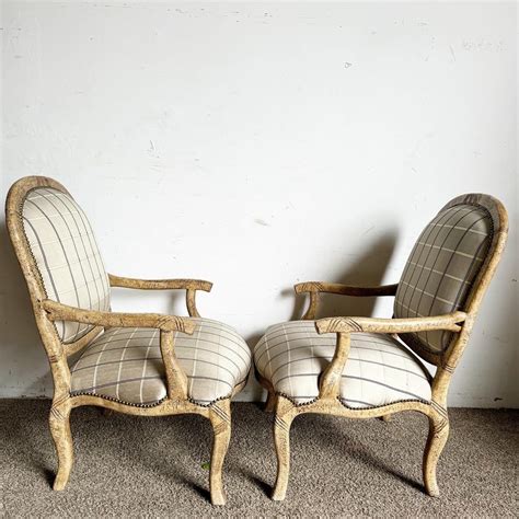 French Provincial Lounge Chairs With Brass Nails - a Pair For Sale at ...