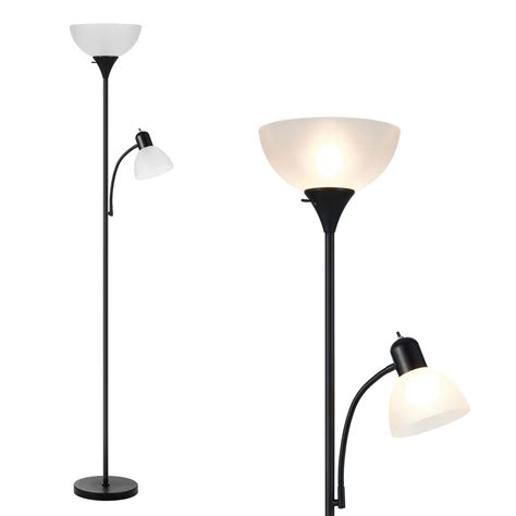 HonoDing Adjustable Black Floor Lamp with Reading Light - Modern ...