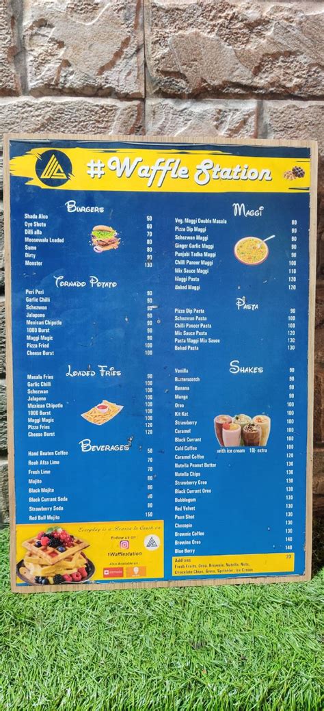 Menu at Waffle station, Rishikesh