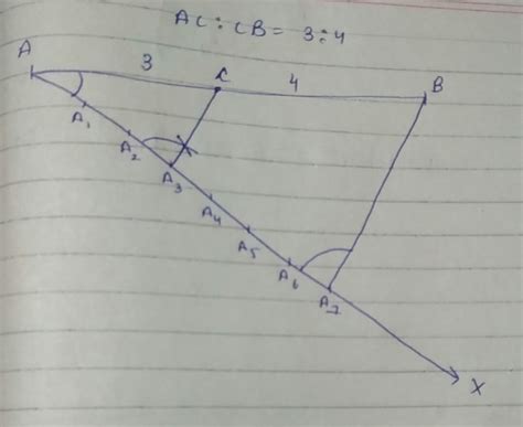 Divide the line segment of 7 CM in the ratio 3:4 - Brainly.in