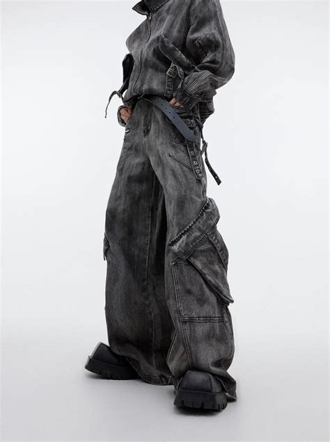 Oversize Zipper Denim Jacket & Wide-leg Denim Jeans Setup WN2366 ...