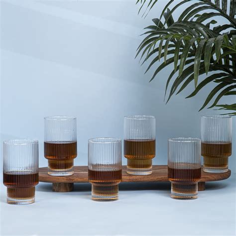 Anko Australia 460ml Ribbed Highball Glasses Set of 6 | Water, Juice ...