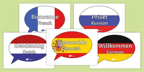 Mixed Language Welcome Speech Bubble Signs (teacher made)