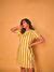 White and Mustard Striped Cotton Short Dress for Women | WhySoBlue