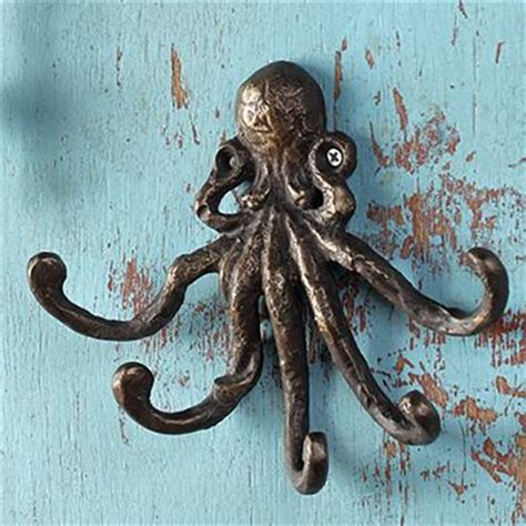 Coastal Marine Ocean Sea Giant Octopus Kraken Wall Mount Iron Coat Key ...