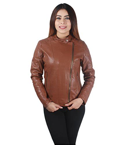 Buy Choclate Brown Slim Fit Side Zipper leather jacket for women by ...