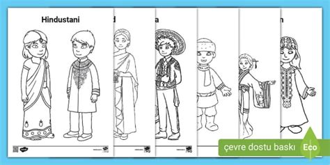 Dünyanın Dört Bir Yanından Çocuklar - Boyama Sayfaları