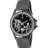 IIK COLLECTION Watches For Women Round Studded Dial,Day And Date Quartz ...