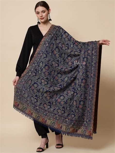 Pashtush Womens Faux Pashmina Ethnic Weave Shawl, Navy Blue – Pashtush ...
