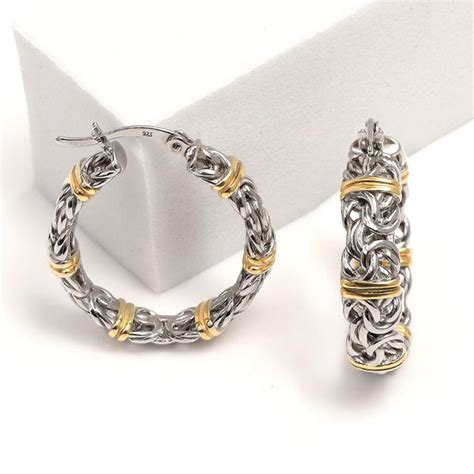 Buy 925 Sterling Silver 14K Gold-Plated Byzantine Station Two-Tone ...