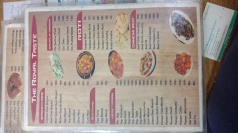 Menu at The Royal Taste, Vasco da Gama