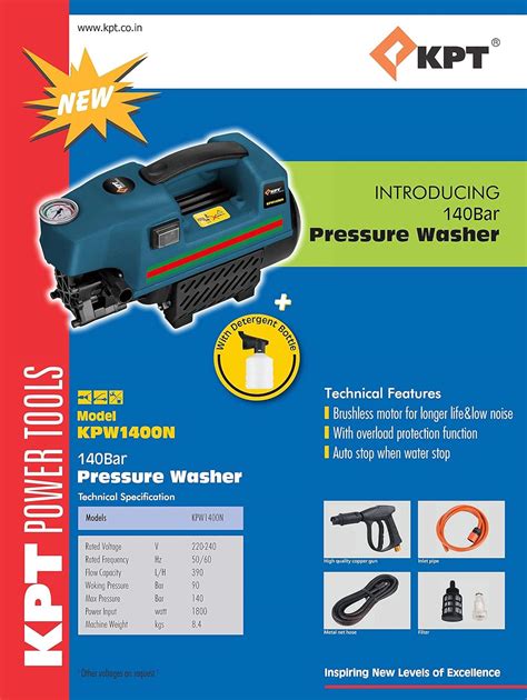 KPT NSE - KPW1400N 140Bar Pressure Washer - Blue : Amazon.in: Garden ...