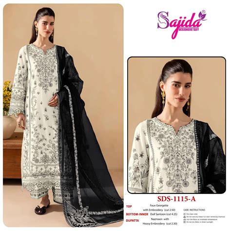 SAJIDA DESIGNER DESIGN NO - 1115 AB GEORGETTE HEAVY EMBROIDERED KHATLI ...