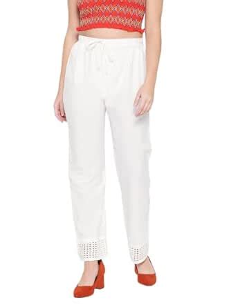 Vastraa Fusion Straight Regular Fit Stylish Solid Cotton Embroidered ...