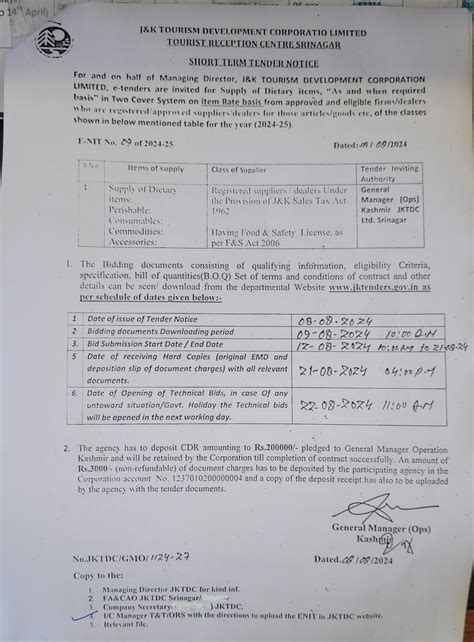 JKTDC - Tenders