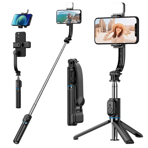 Celfiexpt Portable Selfie Stick with Light Bluetooth Selfie Stick ...