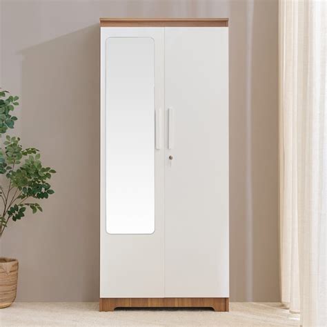 Buy Helios Nolan 2-Door Wardrobe with Mirror - White and Teak from ...