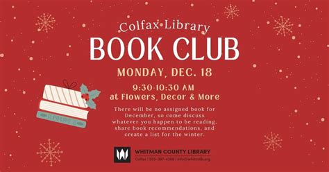 Colfax Book Club, Flowers, Decor & More, Colfax, December 18 2023 ...