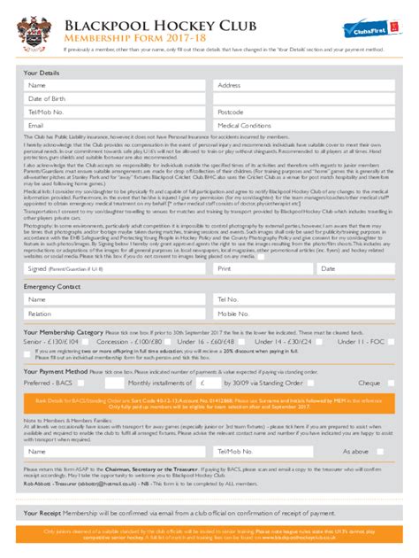 Fillable Online membership form - Bradford Ice Wolves Ice Hockey Club ...