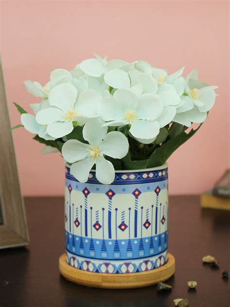 Buy | White Hydrangea Decorative Artificial Flowers and Plant | Tied ...