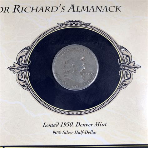 1950 Silver Franklin Half Dollar PLUS 1960 Historic 4c Stamp on 5" x 9 ...