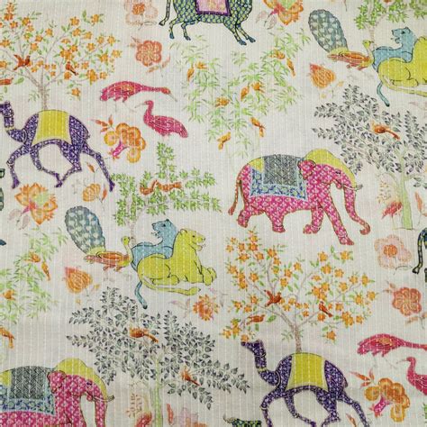 Pure Cotton Kaatha Jungle Screen Print Fabric – Sanskruti