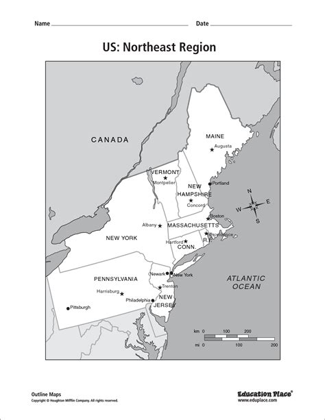 Printable Map Of Northeast United States