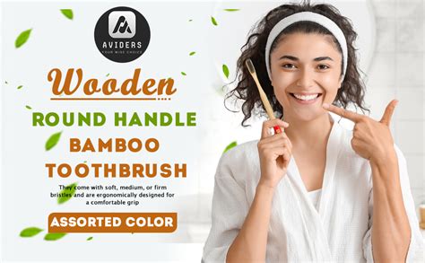 Buy AVIDERS Wooden Round Handle Bamboo Toothbrush Activated Ultra-Soft ...