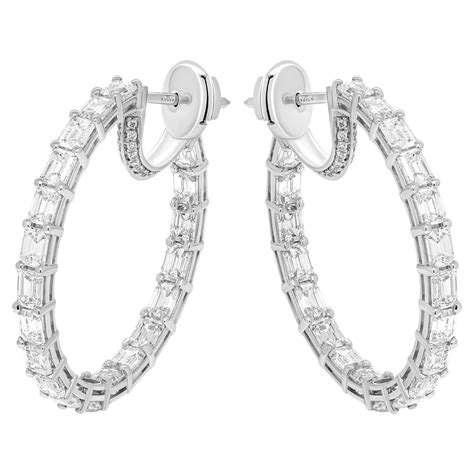 Emerald Cut Diamond Hoop Earrings For Sale at 1stDibs | emerald cut ...