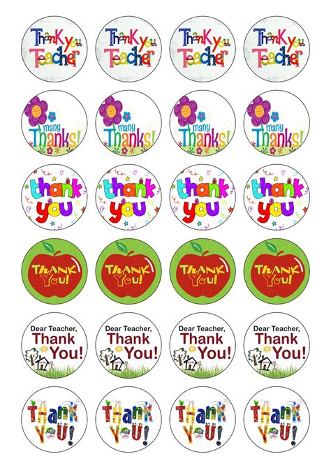 Buy 24 PRE Cut Thank You Teacher Edible Wafer Paper Cake Toppers ...