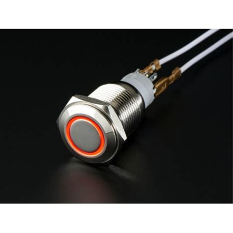 Rugged Metal Pushbutton with Red LED Ring - 16mm Red Momentary at MG ...
