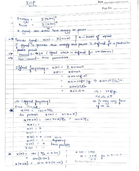 DSP Notes: Understanding Power and Energy in Signals - Studocu