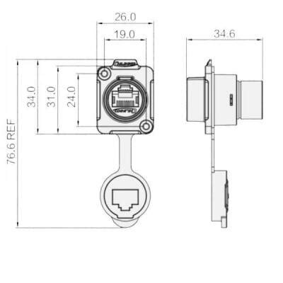 LP-16-J/RJ45/110/SX-03-201 Waterproof Ethernet Connector - Female ...