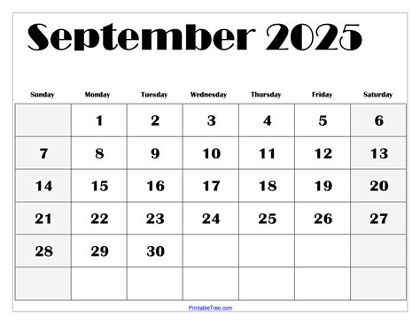 Big 2025 September Calendar Printable