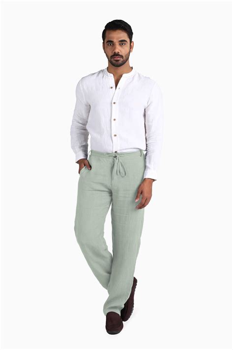Buy Linen Atlas Pant In Sage Green Online – Live Linen