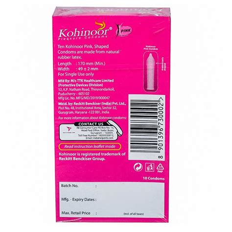 Kohinoor Pink Condoms, 10 Count Price, Uses, Side Effects, Composition ...