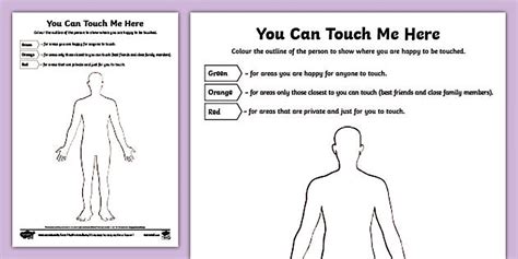 'You Can Touch Me Here' Respect and Consent Activity Sheet